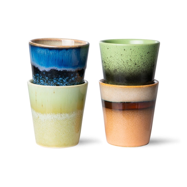 Espresso Tassen 4er Set 70s Keramik