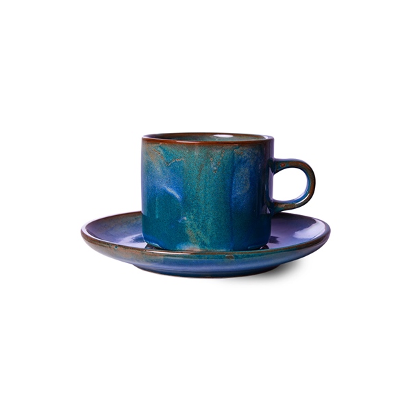 Tasse & Untertelle rustic blue Porzellan